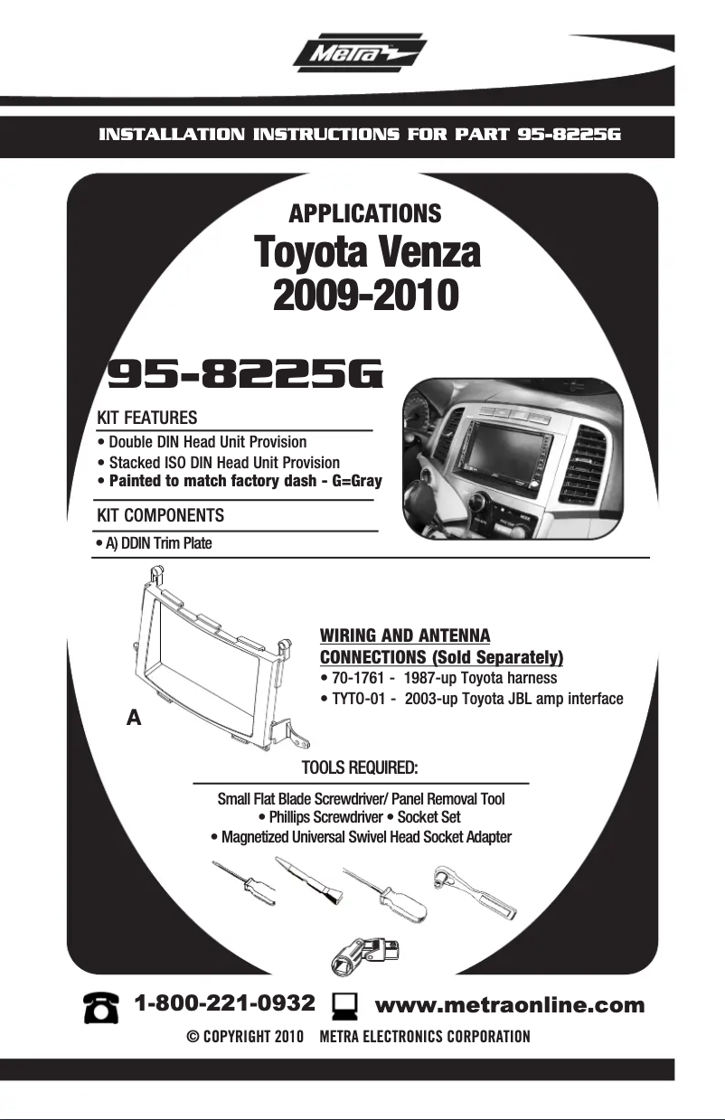 Page 1 de la notice Guide d'installation Metra 95-8225G