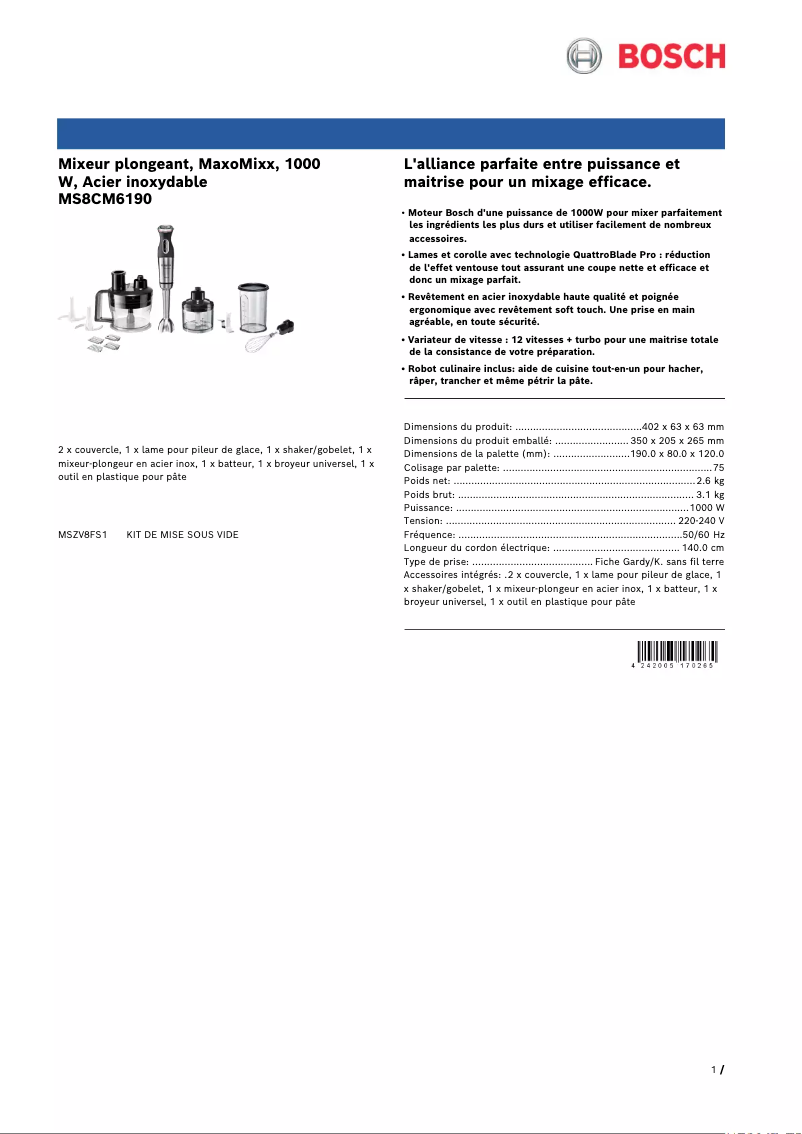 Image de la première page du manuel de l'appareil MaxoMixx MS8CM6190