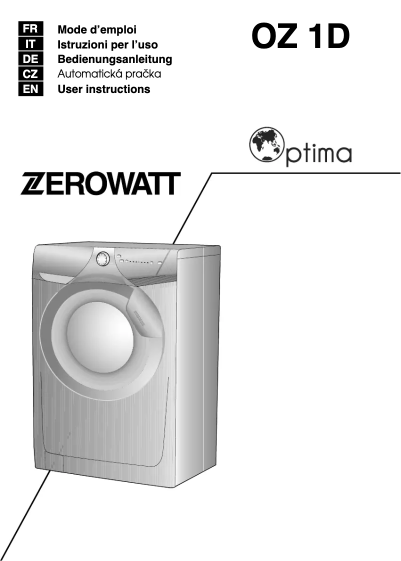 Page 1 de la notice Manuel utilisateur Zerowatt OZ 1061D/L-S Optima