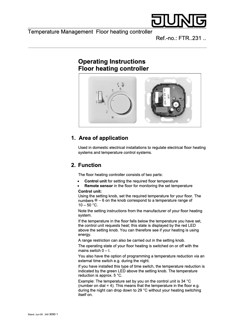 Page n°1 - Manuel utilisateur JUNG FTRSL231