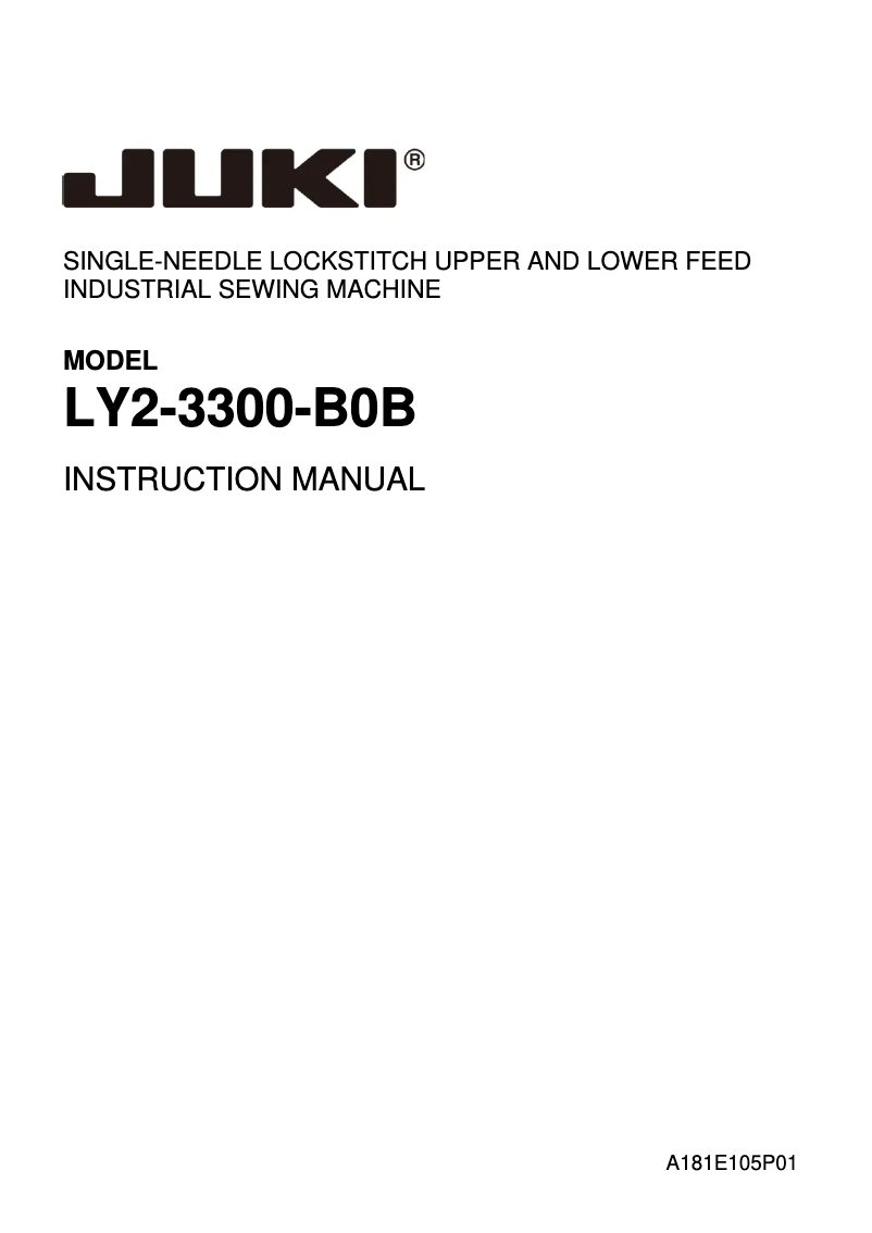 Page n°1 - Manuel utilisateur Juki LY2-3300-B0B