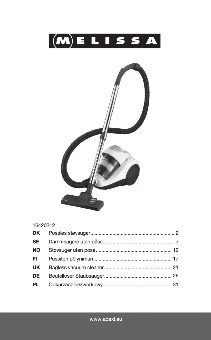 Page 1 de la notice Manuel utilisateur Melissa 16420212
