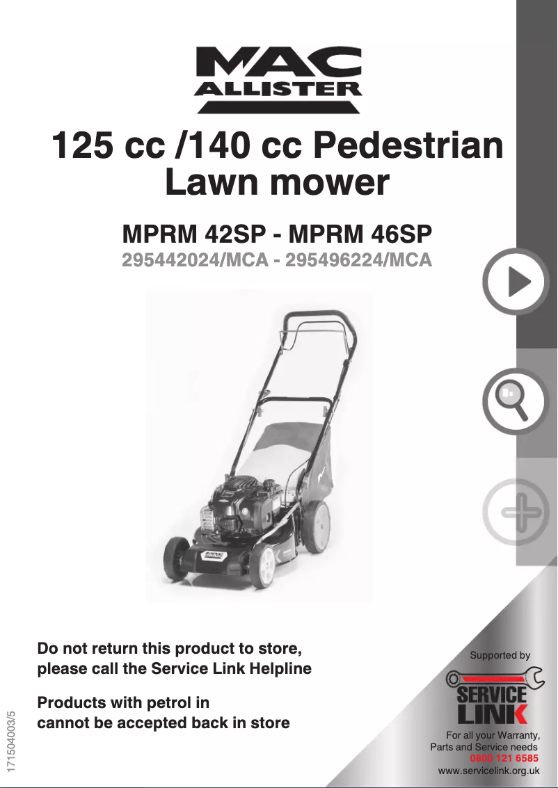 Image de la première page du manuel de l'appareil MPRM 46SP