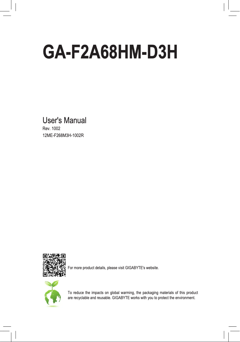 Image de la première page du manuel de l'appareil GA-F2A68HM-D3H