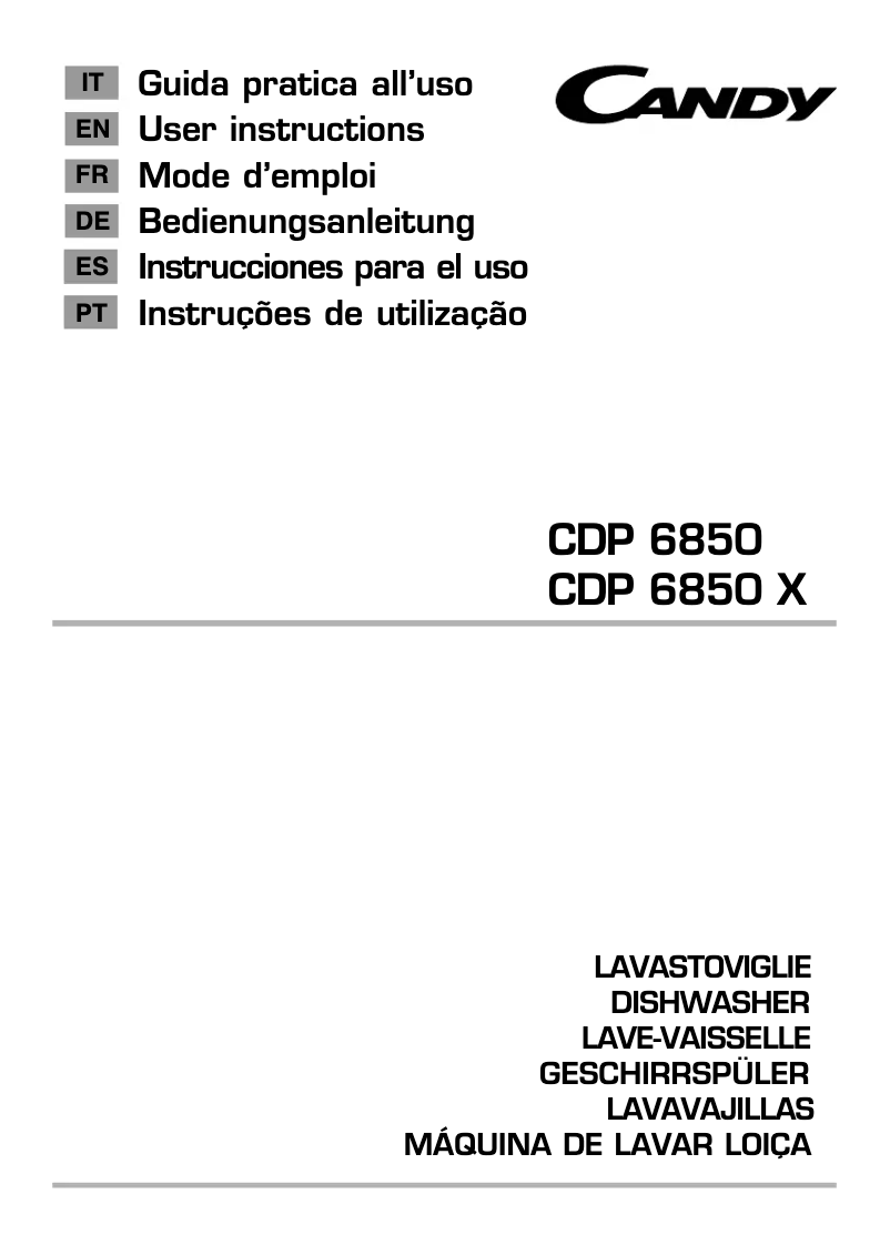 Page n°1 - Manuel utilisateur Candy CDP 6850X