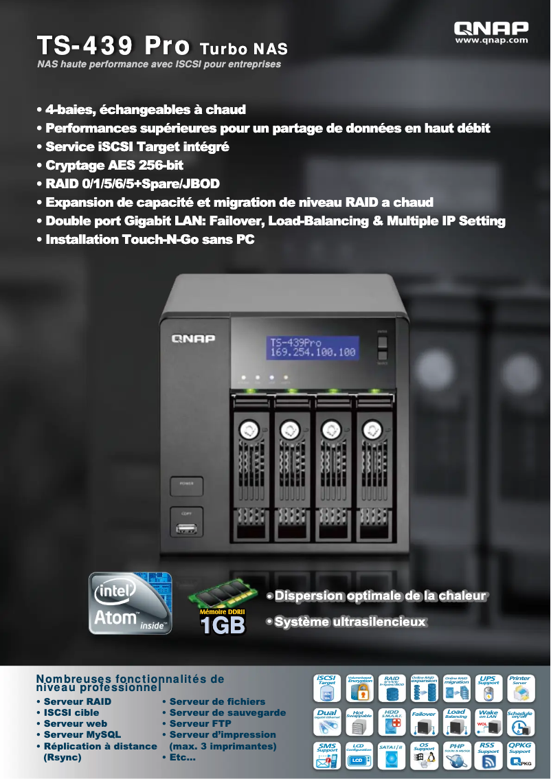 Página 1 del manual Ficha técnica QNAP TS-439 Pro