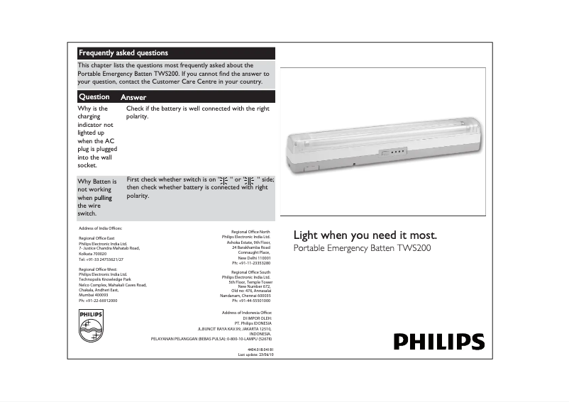 Page 1 de la notice Manuel utilisateur Philips 300363187
