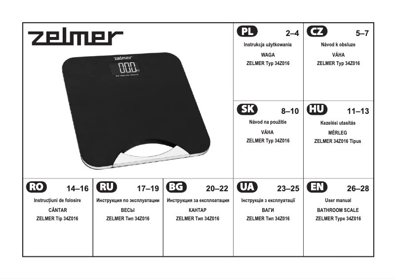 Page 1 de la notice Manuel utilisateur Zelmer 34Z016