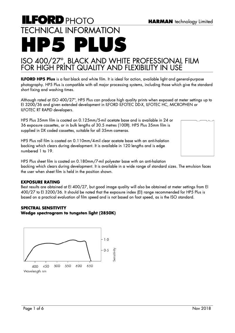 Page n°1 - Manuel utilisateur Ilford HP5 Plus