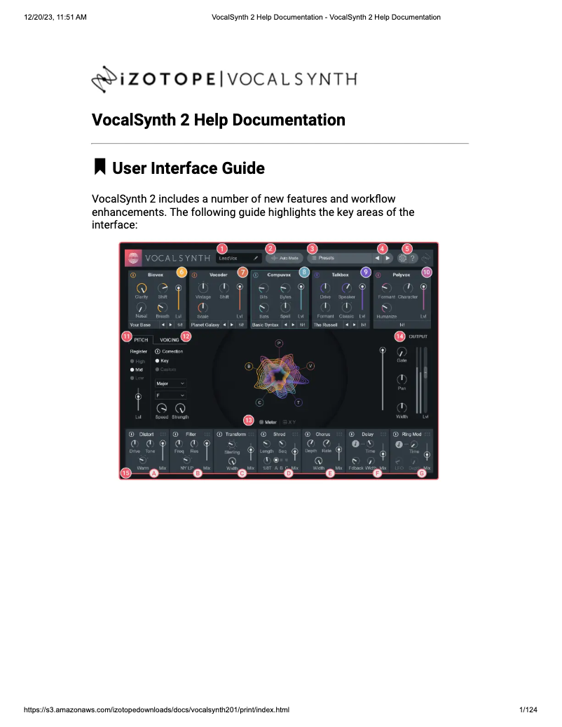 Page 1 de la notice Manuel utilisateur iZotope Vocalsynth 2