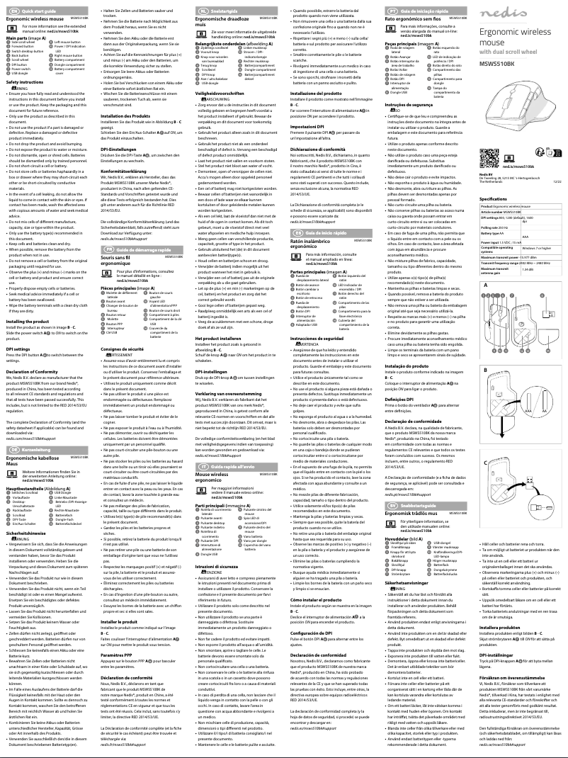Page n°1 - Manuel utilisateur Nedis MSWS510BK