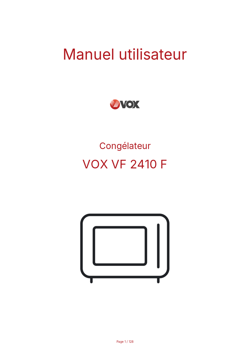 Page n°1 - Manuel utilisateur VOX VF 2410 F