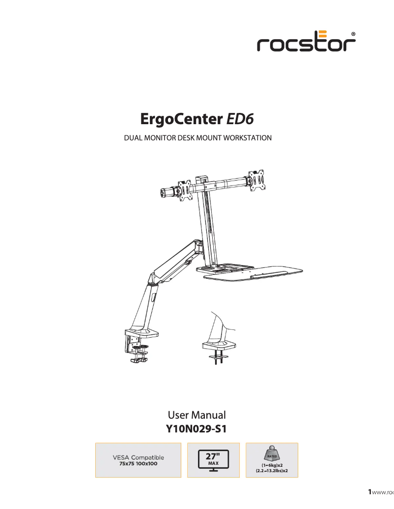 Página 1 del manual Manual de usuario Rocstor ErgoCenter ED6