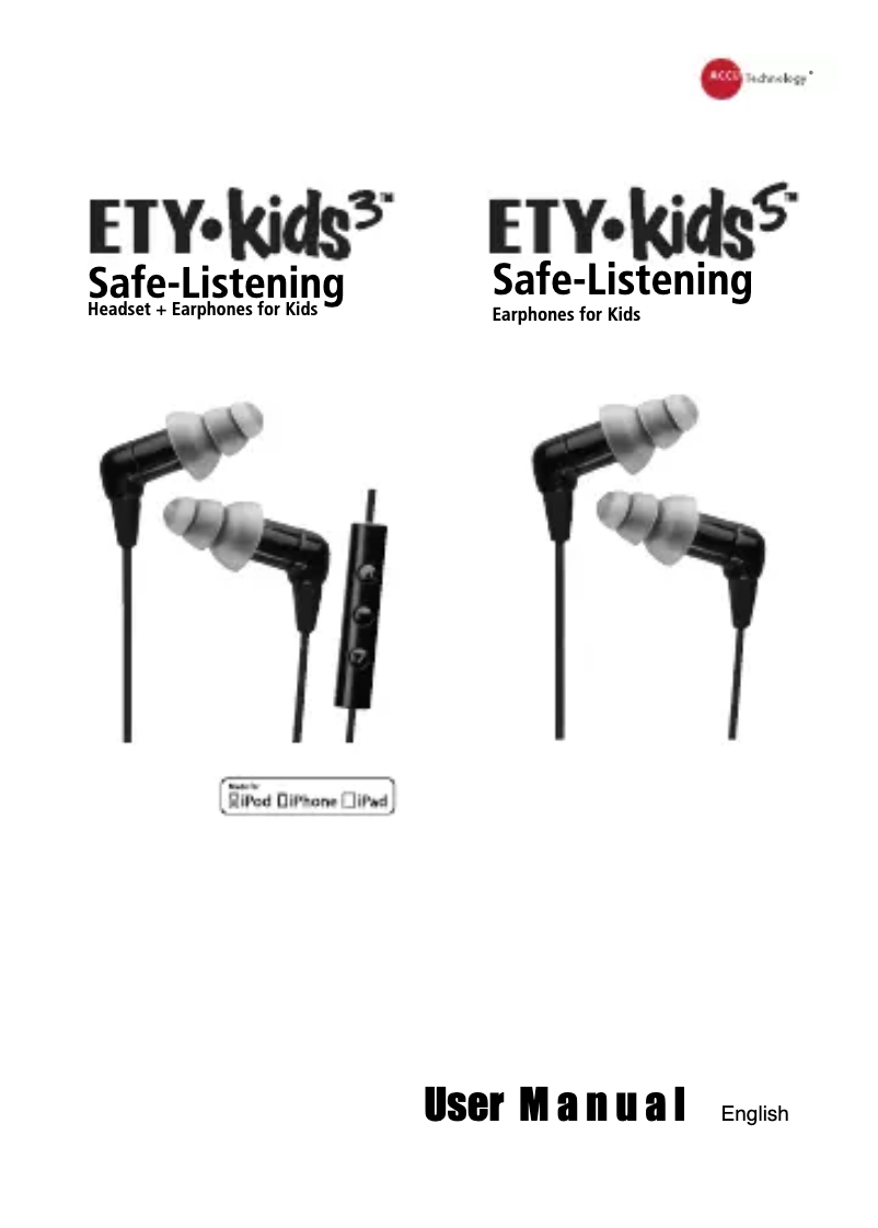 Page 1 de la notice Manuel utilisateur Etymotic ETY-Kids 5