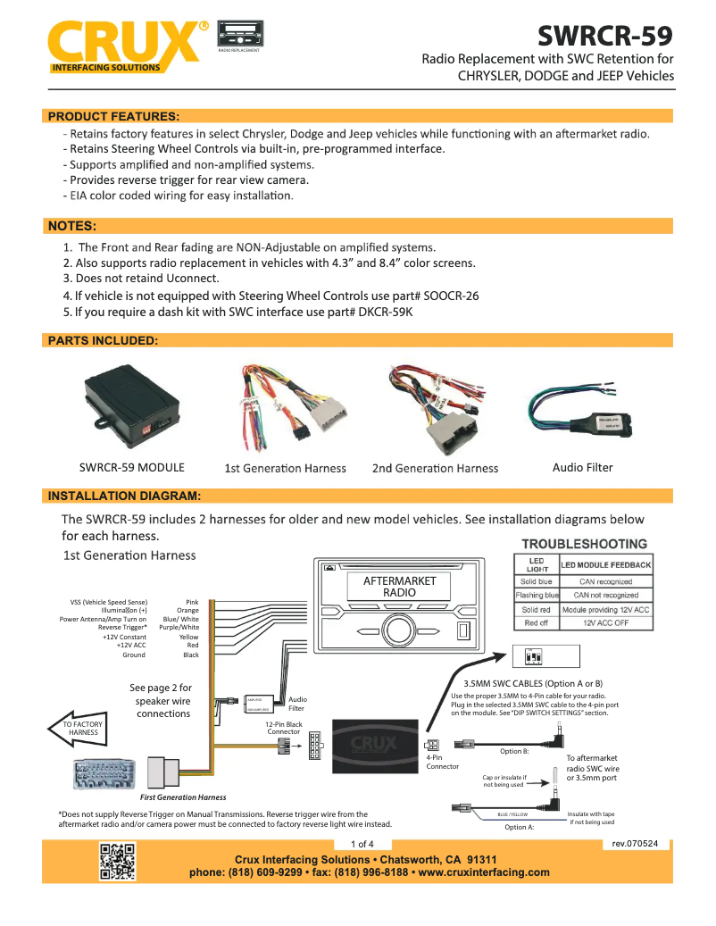 Page 1 de la notice Manuel utilisateur CRUX SWRCR-59
