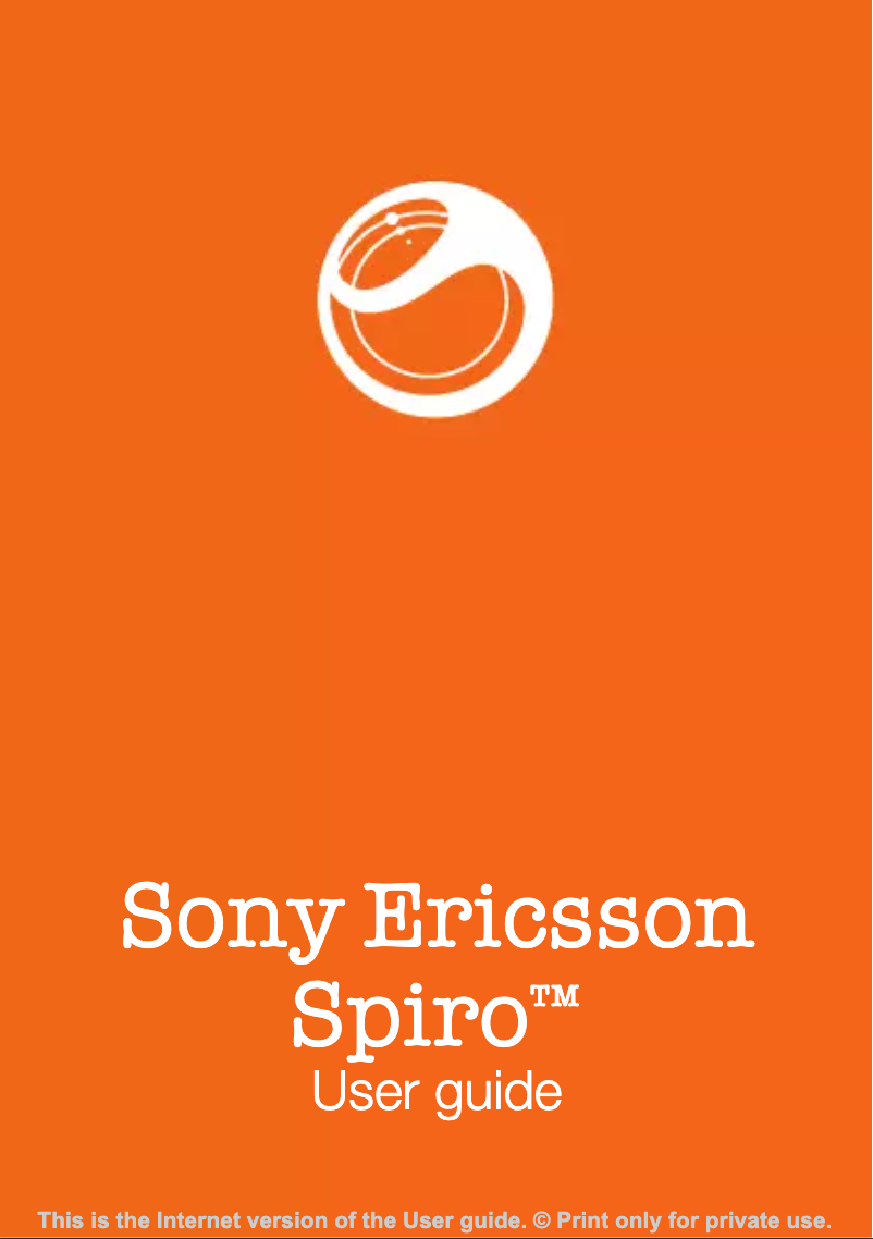 Page n°1 - Manuel utilisateur Sony Ericsson Spiro