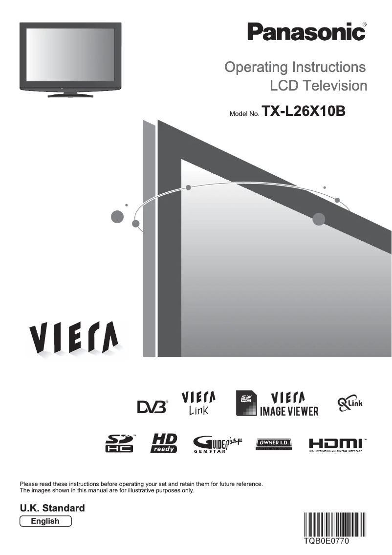Image de la première page du manuel de l'appareil Viera TX-L26X10B