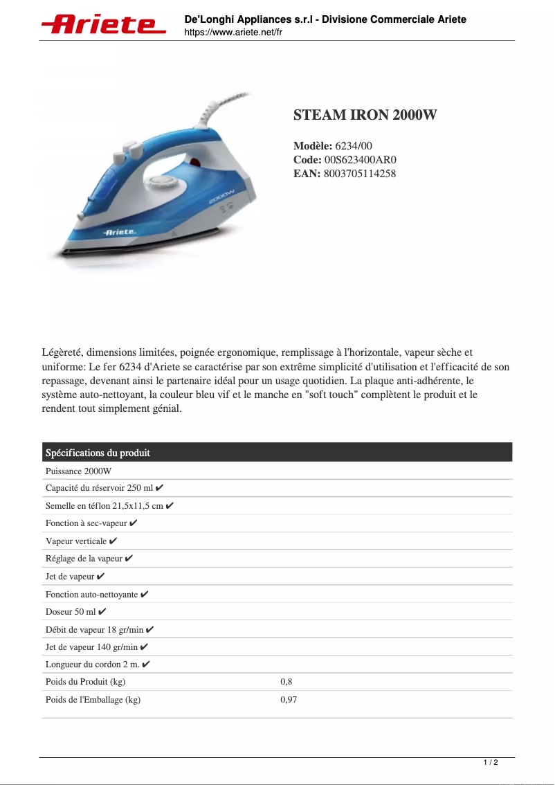 Image de la première page du manuel de l'appareil 6234