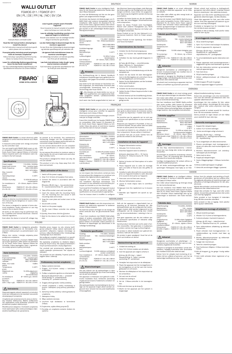 Image de la première page du manuel de l'appareil FGWOE-011