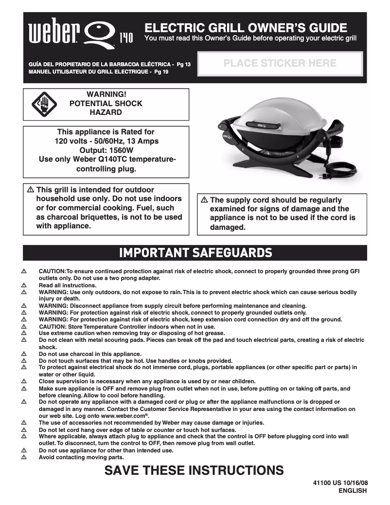 Imagen de la primera página del manual del dispositivo Q140