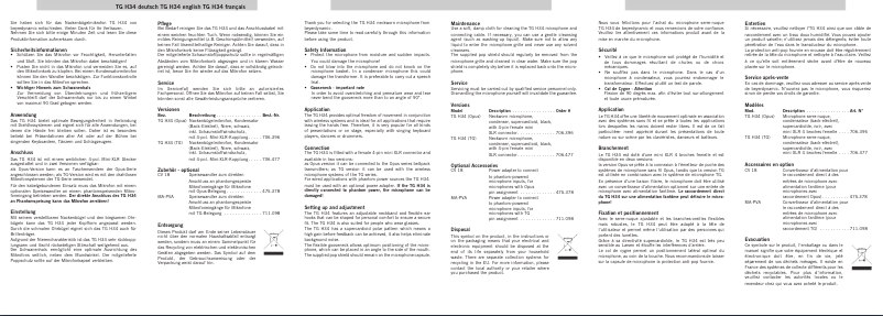 Page n°1 - Manuel utilisateur Beyerdynamic TG 534