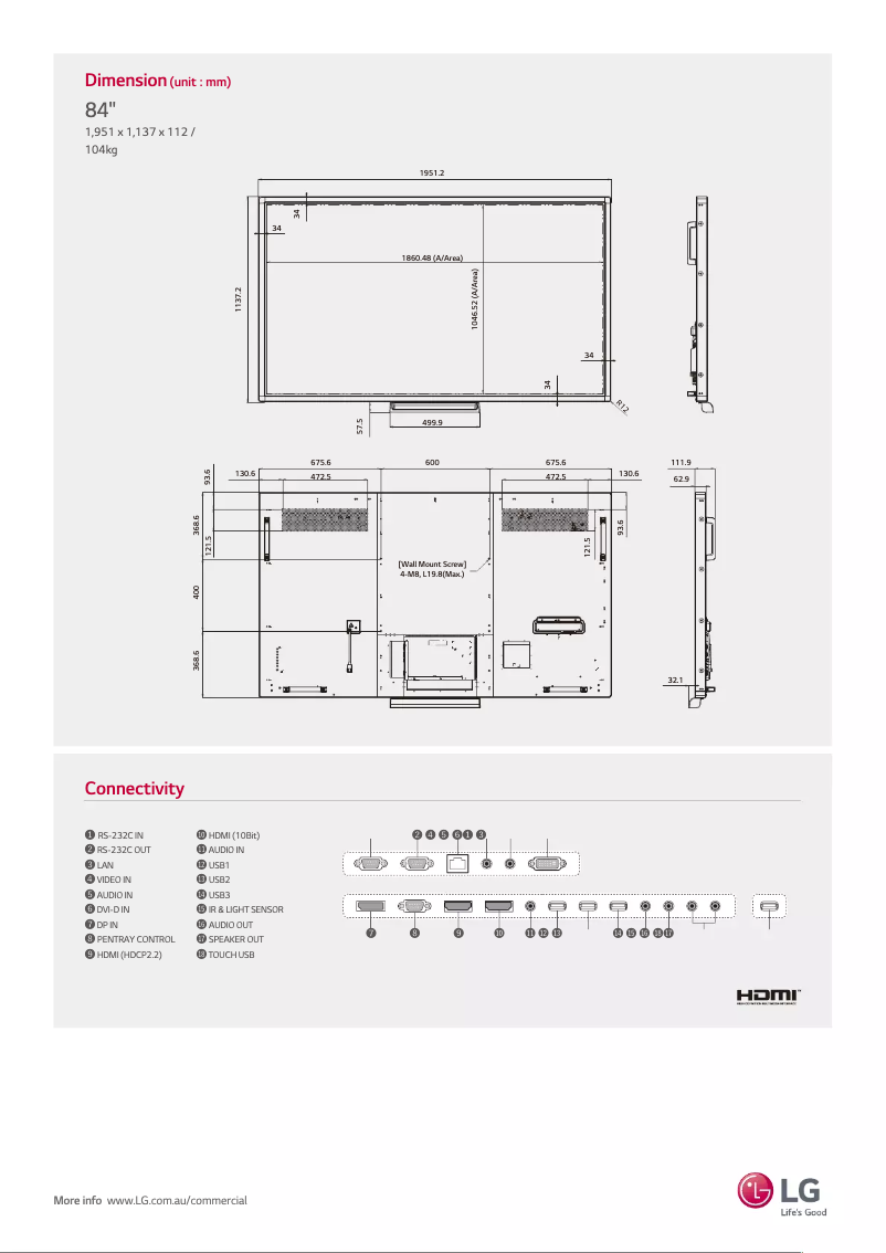 Page n°1 - Fiche technique LG 84TR3B