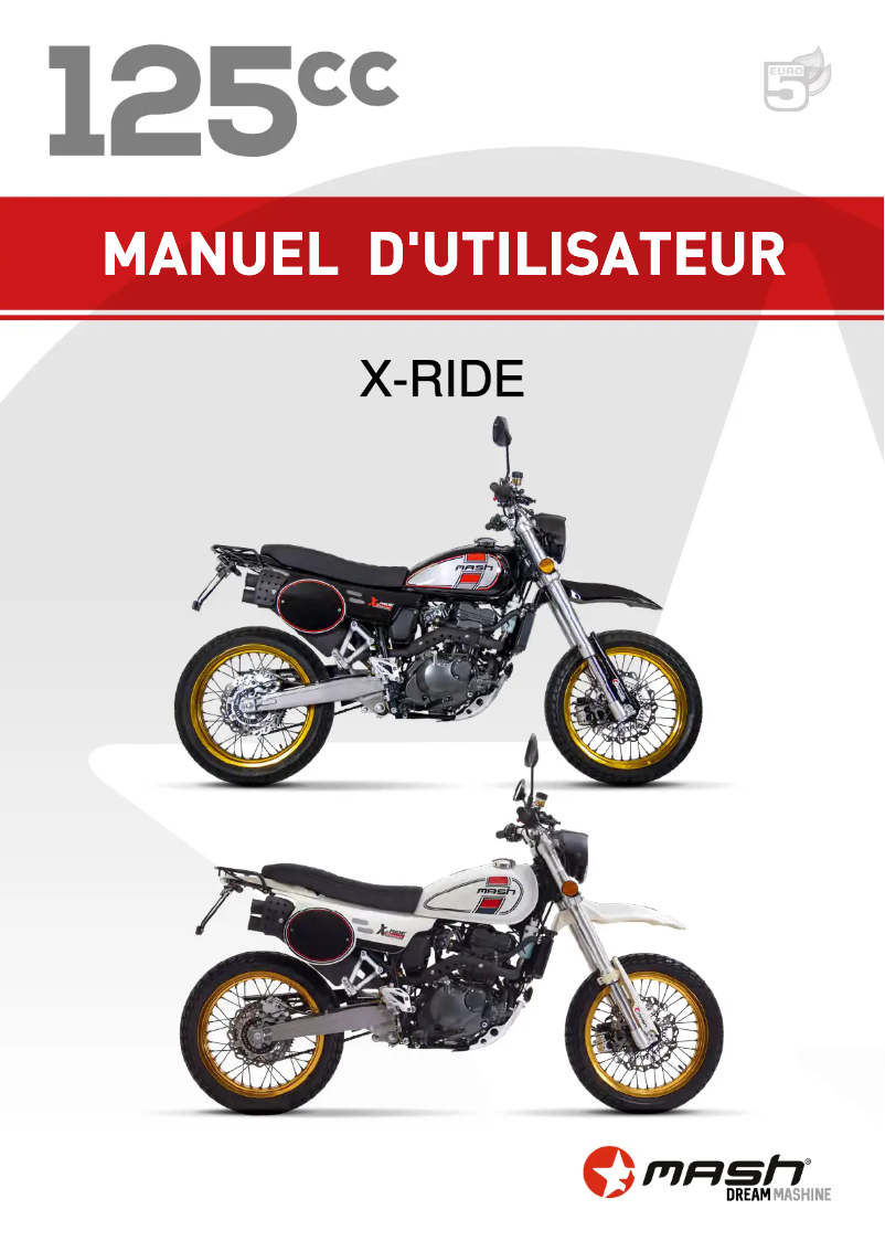 Page 1 de la notice Manuel utilisateur Mash X-Ride 125cc (2022)