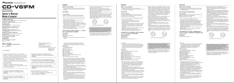 Page 1 de la notice Manuel utilisateur Pioneer CD-V61FM