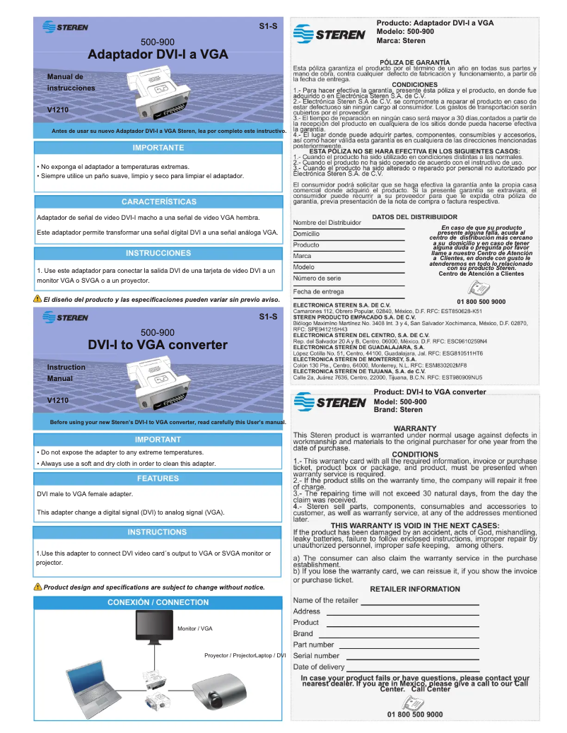 Page 1 de la notice Manuel utilisateur Steren 500-900