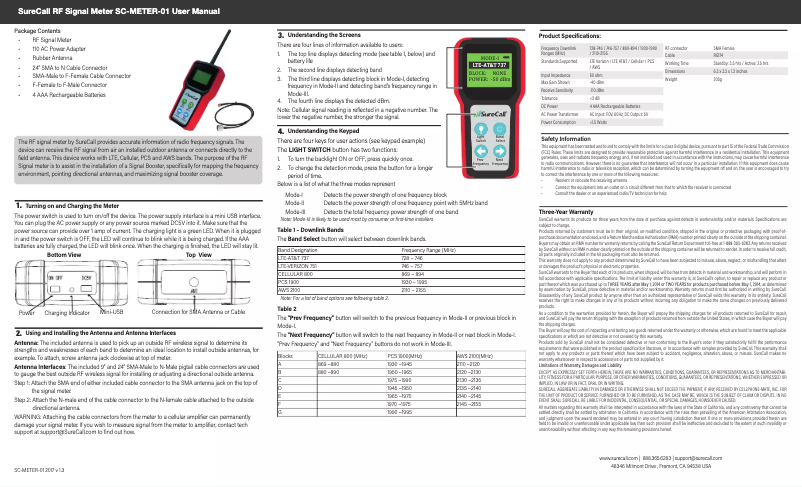 Page n°1 - Manuel utilisateur SureCall SC-METER-01