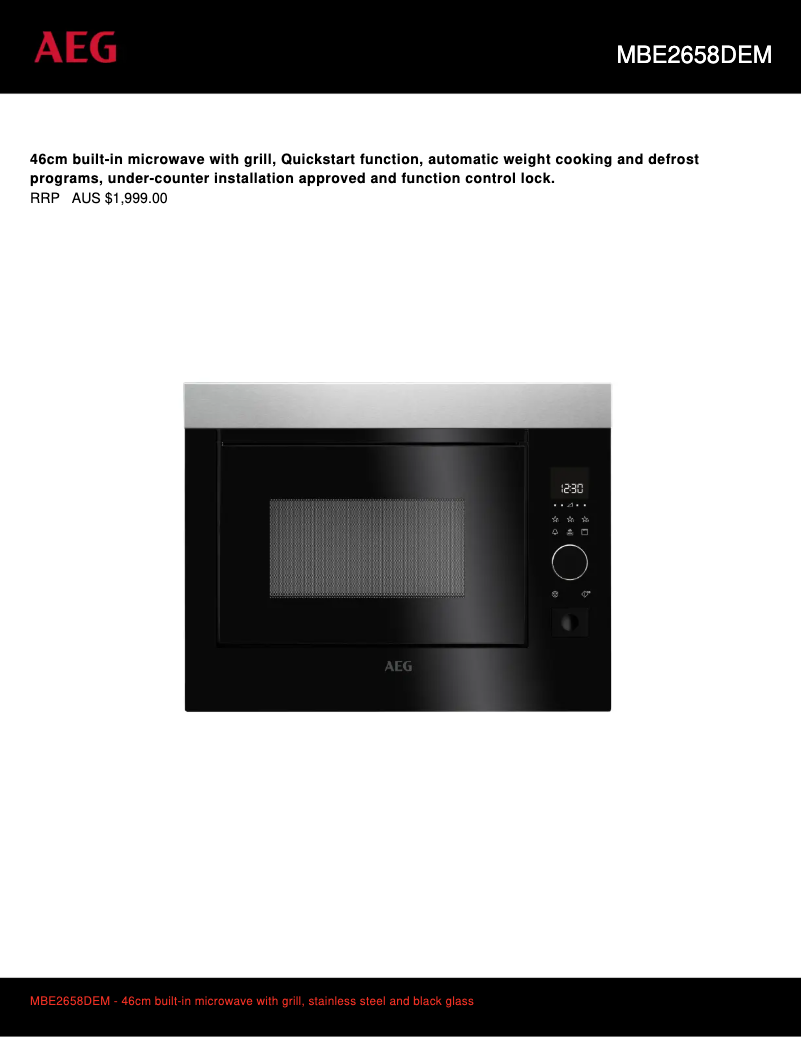 Page n°1 - Fiche technique AEG MBE2658DEM