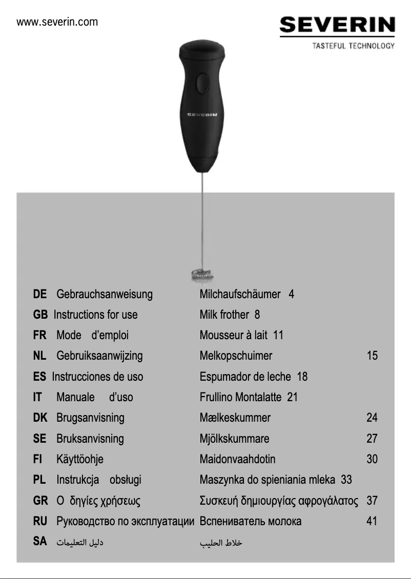 Page n°1 - Manuel utilisateur Severin SM 3593