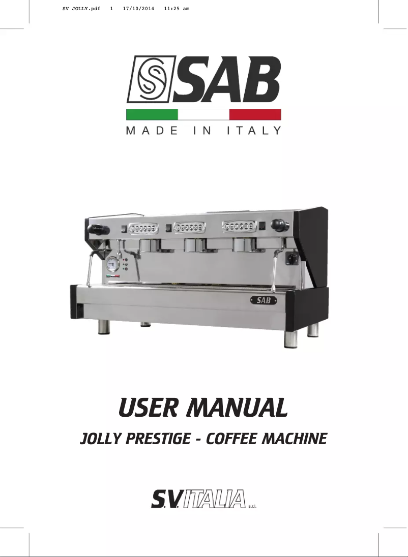 Page 1 de la notice Manuel utilisateur SAB Jolly Prestige