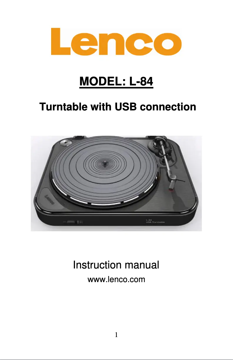 Página 1 del manual Manual de usuario Lenco L-84
