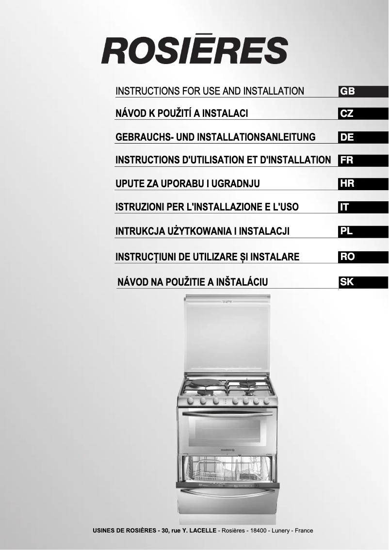 Page 1 de la notice Manuel utilisateur Rosieres TRV60NORB/1