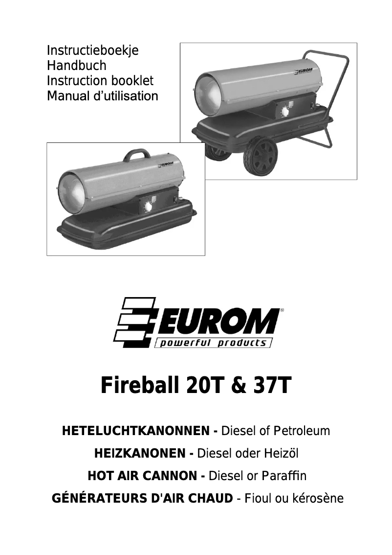 Page 1 de la notice Manuel utilisateur Eurom Fireball 20T