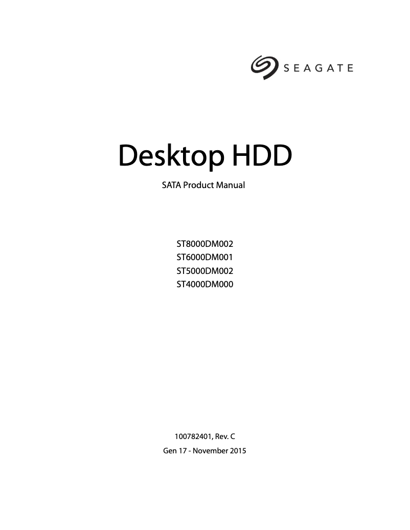 Page 1 de la notice Manuel utilisateur Seagate Barracuda 4TB HDD SATA