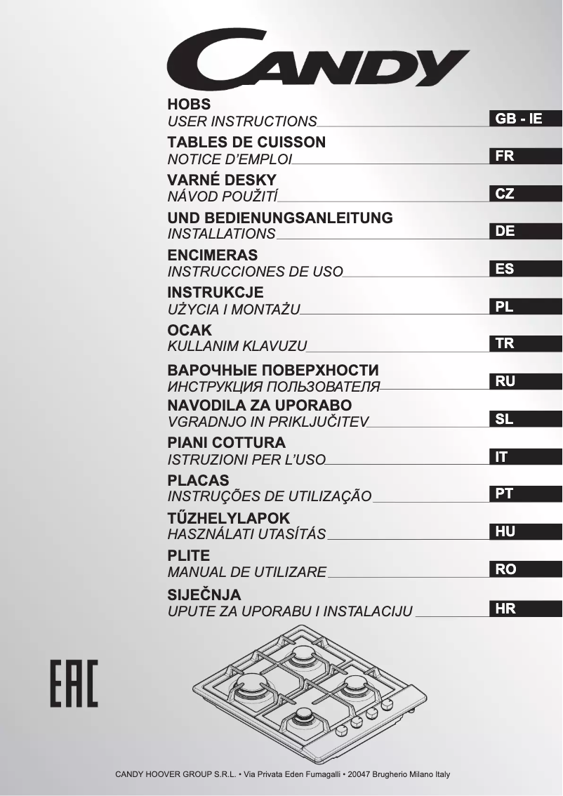 Page 1 de la notice Manuel utilisateur Candy PL40ASX/UK