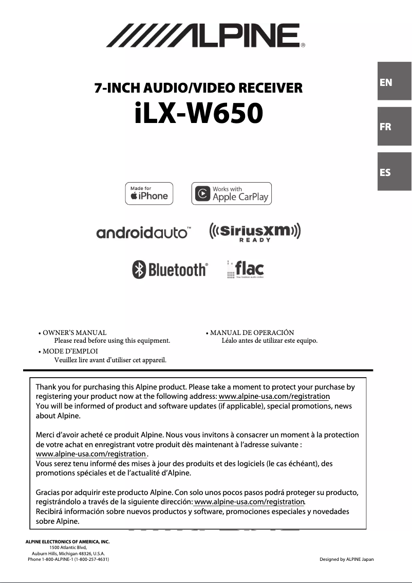 Page n°1 - Manuel utilisateur Alpine iLX-W650