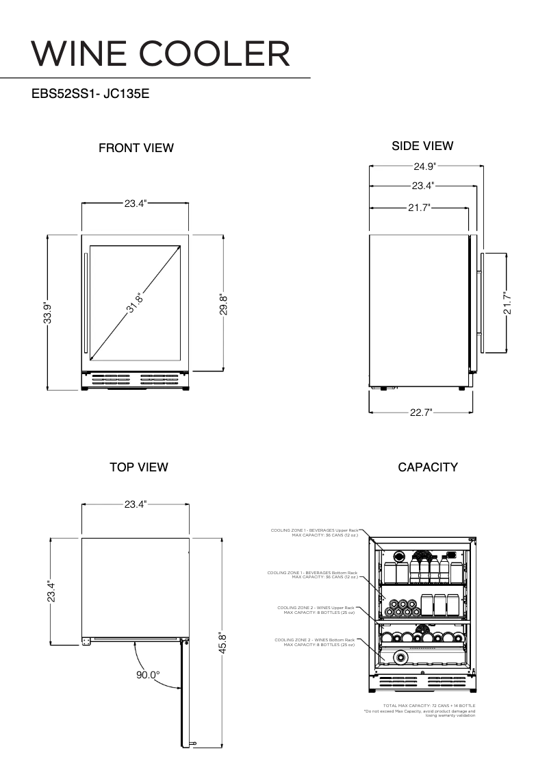 Page 1 de la notice Dessin technique Elica EBS52SS1