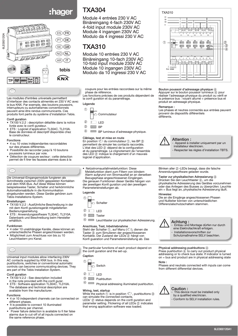 Image de la première page du manuel de l'appareil TXA304