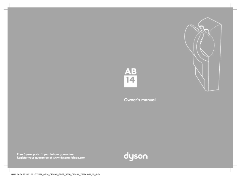 Page n°1 - Manuel utilisateur Dyson Airblade AB14