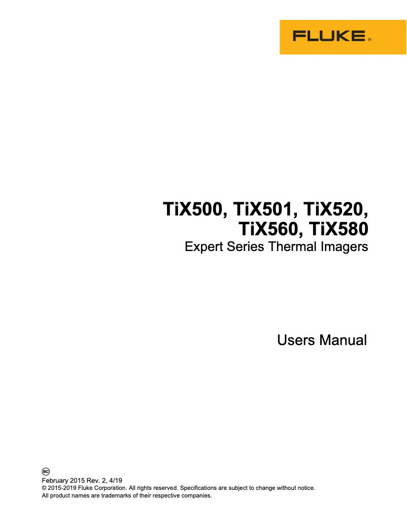 Page 1 de la notice Manuel utilisateur Fluke TiX501