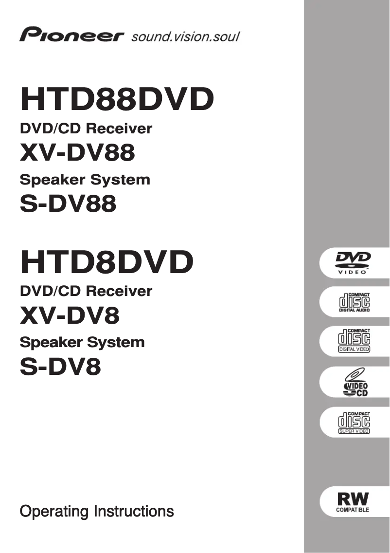 Page 1 de la notice Manuel utilisateur Pioneer HTD-88
