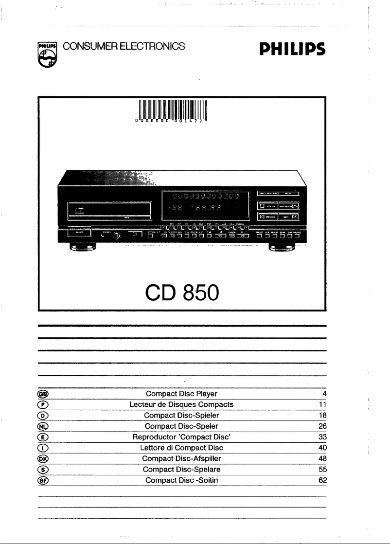 Page n°1 - Manuel utilisateur Philips CD850