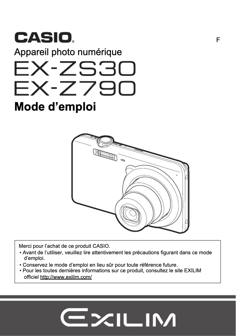 Image de la première page du manuel de l'appareil Exilim EX-Z790