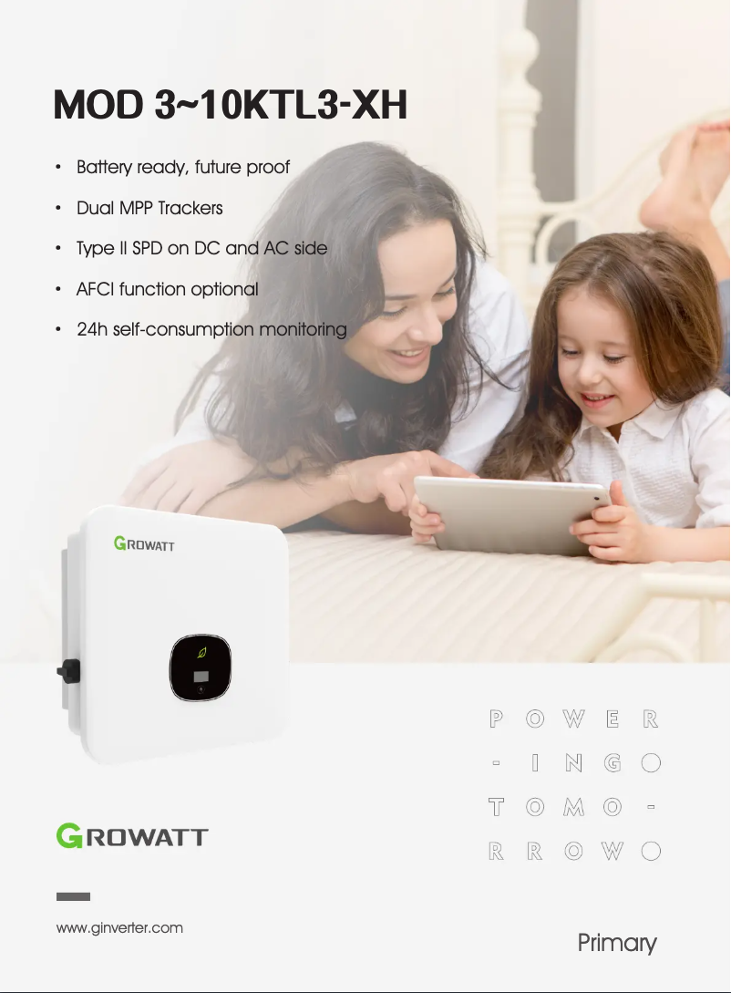 Page 1 de la notice Fiche technique Growatt MOD 5000TL3-XH