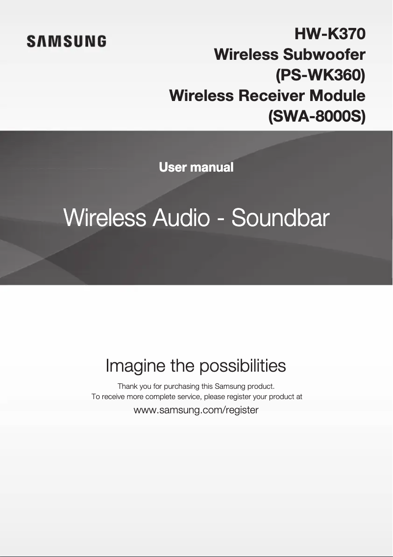 Page 1 de la notice Manuel utilisateur Samsung HW-K370