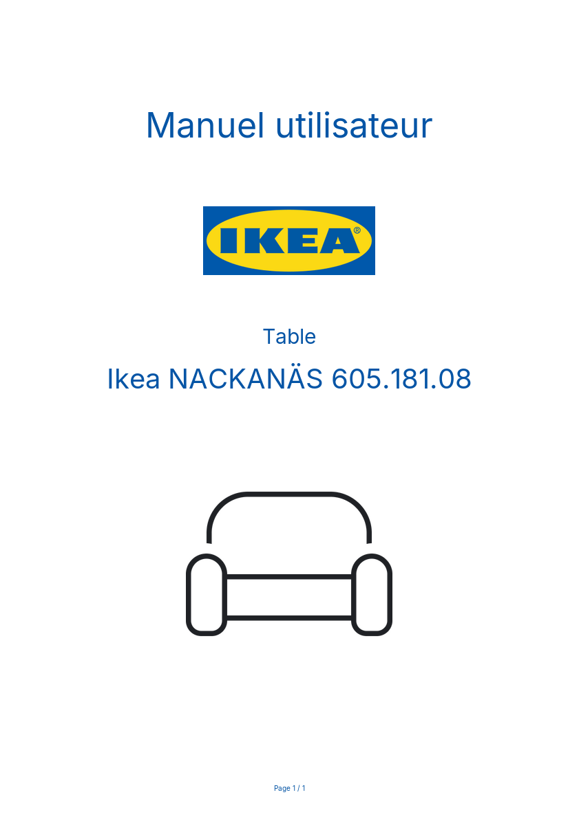 Page 1 de la notice Manuel utilisateur Ikea NACKANÄS 605.181.08