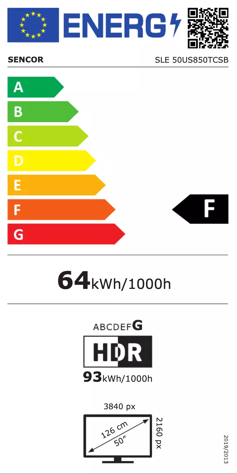 Page n°1 - Label énergétique Sencor SLE 50US850TCSB